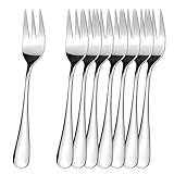 8 Pcs Cake Forks in Silver Dessert Forks Stainless Steel Pastry Fork for Fruit Cocktail Ice Cream Salad Steak Pizza Noodles Pastry Forks