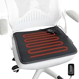 OLYDON Heated Seat Cushion, Square Leather Heating Pad with Auto Shut Off & Intelligence Temperature Controller, Universal Heated Seat Covers for Home, Office Chair