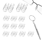 24 Pcs Silicone Nose Pads for Glasses, Push-in Glasses Nose Pads Silicone, Glasses Nose Pads, Fits Regular, Sunglasses, and Reading Glasses, Includes Screwdrive