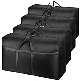 4 Pack 180L Extra Large Heavy Duty Storage Boxes with Lids for Moving House Big Clothes Storage Bags Boxes with Zipper Handles Strong 600D Oxford Cloth (black)