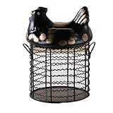 Allayu Vintage Ceramic Egg Basket Farmhouse Wire Chicken Fruits Organizer Vintage Wire Egg Storage Basket With Lid Holder, type+5
