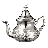 Moroccan Silver Teapot Perfect for Mint Tea Includes Handle Cover and Integrated Filter Authentic with a Classical Engraved Design Handmade Large Capacity 800 ML About 6 Tea Glasses