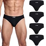 wirarpa Men's Black Modal Briefs Underwear Super Soft Microfibre Underpants No Front Slips Covered Waistband 4 Pack Medium