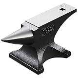 VEVOR Single Horn Anvil, 55lbs Cast Steel Anvil, High Hardness Rugged Round Horn Anvil for Blacksmiths, with Large Countertop and Stable Base, Metal Working Tool for Metal Bending, Shaping, Twisting