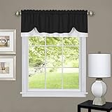 Achim Home Furnishings Soft Window Valance, Polyester, Black/White, 57" W x 65" L (Pack of 1)