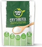 Pure Via Erythritol 1kg, Zero Calorie & Keto Friendly Sugar Alternative granulated, Non-GMO Certified