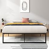 Zinus Lorelai Double Bed Frame - 4ft6 (135 x 190 cm) - 14.2'' Height - Metal Bed Base with Steel Slat Support - Storage Space Underneath - Easy Assembly - Black