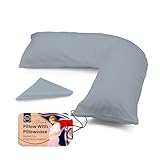 Rohi Orthopaedic V Pillow with Pillowcase – Anti Allergy Triangle pillows for Adults, Nursing, Maternity & Pregnancy – Extra Hollowfibre Cushioning to Supports Neck, Head & Back (Grey)