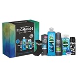 Dove Men+Care, Radox, Vaseline & Lynx The Ultimate Recharge Collection Gift Set body wash, shampoo, bath soak, shower gel, lip balm, body spray & socks perfect for any occasion 6 piece