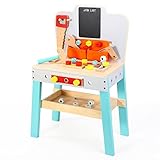 SOKA My First Workbench Wooden Carpenter Workstation DIY Tools Play Set Wood Craft Construction Builder Workshop Kit Pretend Play Preschool Learning Toy Gift for Kids Children Boys Ages 3 year old +