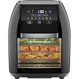 CHEFMAN 5 in 1 Air Fryer Oven with Rotisserie, 10L 1800W, 17 Presets Air Fry, Dehydrator, Roast, Bake, Family Size Large Air Fryer with Auto Shutoff and View Window, Black