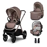 COSATTO Giggle 4 Travel System - 3 in 1 Travel System, 0-25kg Approx. 4 Years Old, Compact Fold, Pram, Pushchair, Carrycot, Seat Unit, i-Size Group 0+ Infant Carrier Car Seat & Raincover (Lollop)