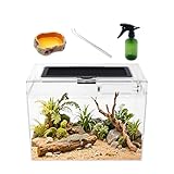 Reptile Growth Mini Reptile Terrarium,12" x 7"x 9" vivarium with Top Sliding Door Screen Ventilation for Small Fish,Insect,Snail,Gecko,Tarantula,Bearded Dragon,Jumping Spider,Stick Insect.