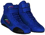 PM Sports Blue Adult Karting Boots Race Rally Track Boots with Suede & Mesh Racewear (Blue, UK 9)