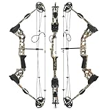 FQH Compound Bow Set with All Archery Kit Accessories Draw Weight 20-70 lbs Adults and Hunters IBO 320fps for Outdoor Hunting Target Archery Practice (Left/Right) (Only the Bow（Camouflage-Right）)