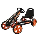 hauck Speedster, Orange - Go Kart for Kids Age 4 to 8 up to 50 kg, Girls & Boy Ride-On Race Car with EVA Tyres, Adjustable Seat, Handbrake, Sturdy Steel Frame