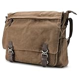 Trendhim Bag Messenger Men's Brown | Canvas Satchel & Laptop Bag made of Durable Materials | Danish Design | Fits a 16 Inch Computer | Ideal for Work and School
