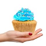 Cupcake Liners for Baking – Brown Jumbo Muffin Liners Dessert Cups, Thick Unbleached Parchment Paper Baking Supplies, Large Greaseproof Pan Liner Wrappers (100-Pack)