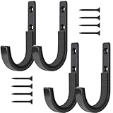 RALSPEC 4 x Padded Rifle Wall Mounting Hooks Brackets Gun Rack Cabinet Hanging Mounts Guns Rifles Shotgun Display Holder Black Metal