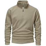 Blu Apparel Mens 1/4 Zip Fleece Sweater Mid Weight Hiking Outdoor Camping Jumper For Men Pullover (UK, Alpha, M, Regular, Regular, Olive Green)