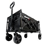 MoverX 70L Festival Trolley on Wheels, Folding Wagon, Portable Camping Cart, Collapsible Foldable Trolly for Beach Outdoor Garden Picnic Shopping Fishing, Adjustable Handle, Black