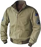 All Link Mens WW2 Tanker Military Brad Vintage World War II Pitt Khaki Bomber Jacket