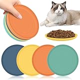 10 PCS Shallow Round Food Dishes in 4 Colors - Cat Plates for Wet and Dry Food, Whisker Fatigue Free for Kittens and Short Legged Cats, Plastic