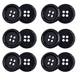 12 PCS Navy Blue Buttons – 20mm Round Sewing Button – Flat 4 Hole Plastic Blue Buttons 32L 32 – Ideal for Coats, Cardigans, Jackets, Knitwear & Craft Projects (Dark Blue)