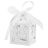 JZK 50x Groom bride Mr & Mrs wedding favours boxes hollowed-out pearly white paper wedding confetti rice sweets candy box small party gift boxes for anniversary engagement hen party prom
