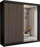 SLIDING WARDROBE 4U Burg Modern Free Standing Stylish Sliding Mirror Door Wardrobe and 3 Sizes (Black, 150cm)