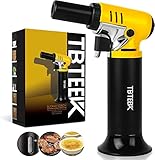 TBTEEK Kitchen Torch, One-Hand Operation Butane Torch Lighter with Gas Gauge, Adjustable Flame for BBQ, Baking, Brulee Creme, Crafts and Soldering(Butane Gas Not Included)
