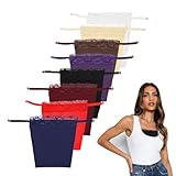 VEGCOO 8 Pcs Lady Lace Clip-on Mock Camisole Bra Insert Overlay Modesty Panel Vest, Lady Lace Modesty Panels for Low Cut Tops, Mock Camisole Insert Anti Peep Invisible Bra Vest for Women & Grils
