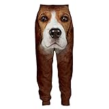 Surwin Women Men Sport Trousers 3D Creative Cute Animal Printed Training Sweatpants Casual Plus Size Unisex Joggers Parkour Long Pants with Drawstring Pockets S-5XL (Beagles,XXXL)