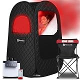 Improved 2.0 ThermoLab ® 2025 Steam Sauna for Home Use – 2.6L Steamer & 1000W Heater with Chair & Infrared LED – Detox, Relaxation & Stress Relief – Upgraded 2025 Pop-Up Tent with Remote Control
