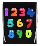 Cbeebies Numberjacks Artwork Black Reusable Sports Sack Gym Cotton Bag