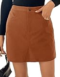 Kate Kasin Women's Corduroy Mini Skirt High Waist Slim Fit Wrap Skirt Autumn & Winter Corduroy Skirt Short Skirt Made of Corduroy, brown, M