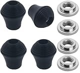 TUOREN 4Pcs Bass Drum Threaded Rubber Feet 33x37mm Floor Tom Leg Tips Rubber Feet with Lock Nut Fits for Most Bass Drum Spurs Legs