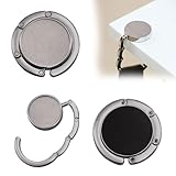 QEEROYO 2Pcs Folding Handbag Hooks for Tables - Portable Purse Hangers and Bag Holders - Black
