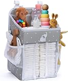 Cradle Star Hanging Changing Table Organizer - Nursery Organizer with Multiple Compartments - Hanging Storage Door - 43 x 23 x 23 cm - Grey