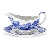 Spode Blue Italian Sauceboat and Stand