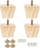Metany 4PCS Wood Furniture Legs 2 inches Square Furniture Legs with Bolt Walnut Sofa Legs Couch Legs Replacement for Legs for Piano Bench, Chest-Turned-Coffee Table (Unfinished Wood Color)
