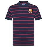 FC Barcelona Official Football Gift Mens Striped Polo Shirt Navy Large