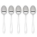 Set of 5 Teaspoons - Stainless Steel Spoon, Durable, Rust-Resistant, Mirror Finish, Dishwasher Safe - for Home, Office, Parties - Stylish Utensils for Tea, Coffee, Desserts