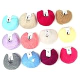 SEAFRONT Angora Wool Yarn Soft Mohair Yarn Multi Color (12 colors) 26g Mohair 30% Wool 20% Fiber 50% Yarn for DIY Knitting