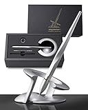 novium Hoverpen Interstellar Edition - Luxury Pen Made With Aerospace Alloys, Unique Aesthetic, Free Spinning Executive Pen, Desk Decor, Best Boss Gifts for Women (Starlight Silver, 18K-Gold)