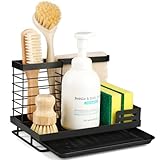 Sinnsally Kitchen Sink Tidy Caddy Area Organiser,Soap Tray Dish Brush Sponge Holder,Sink Storage Rack for Countertop,Washing up Caddy,Dishcloth Hanger,Sinkware Organizer for Kitchen Accessories