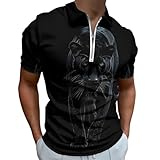 Animal Black Leopard & Jaguar-1 Men's Polo Shirt Casual Short Sleeve T Shirt Slim Fit Golf Polo Shirts 6XL
