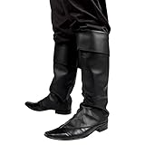 Boland 81996 Pirate Musketeer Synthetic Leather Boot Tops Black