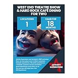 Activity Superstore West End Theatre Show & Hard Rock Café Dining for Two, 18-month Validity, Experience Days, Dining Gifts, Couples Gifts, Retirement Gifts, Theatre Shows
