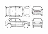 A4 Photo Blueprint Daihatsu Charade Hatchback 1973